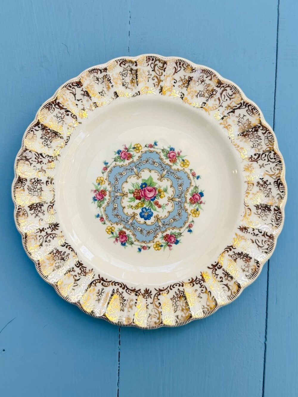 Vintage 1950s American Limoges Floral Gold Dessert Plate, Cottagecore Dishes